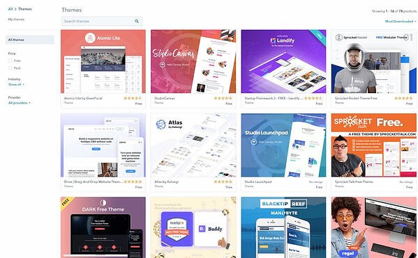 Theme library inside hubspot CMS Hub